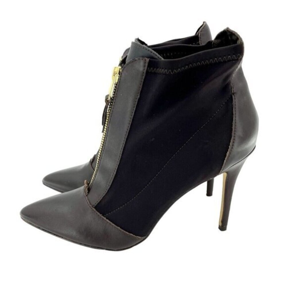 Charles By Charles David Ankle Boot Mixed Media Leather Front Zip SZ 8 New